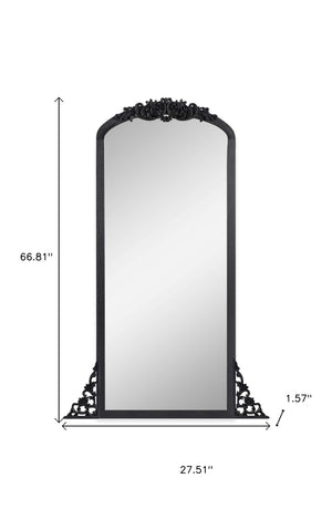 HomeRoots 67" Black Solid Wood Framed Full-Length Mirror - Modern Design, Space-Saving, Stylish & Ready to Hang 565097