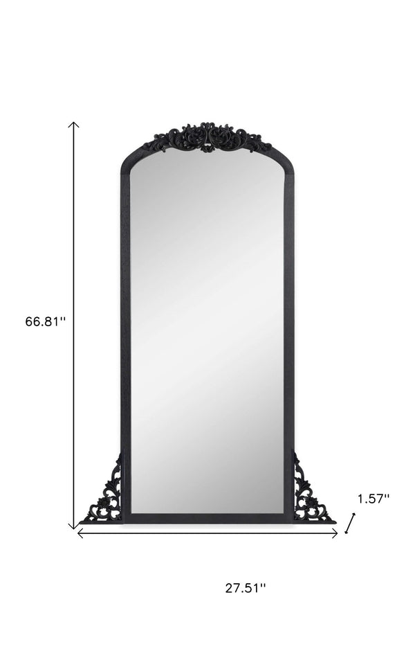 HomeRoots 67" Black Solid Wood Framed Full-Length Mirror - Modern Design, Space-Saving, Stylish & Ready to Hang 565097