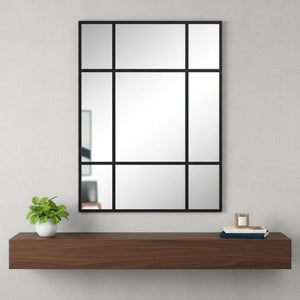 HomeRoots 39" Modern Black Metal Framed Accent Mirror - Stylish Wall Decor for Entryways, Living Rooms & Offices 565098