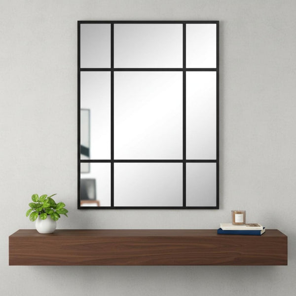 HomeRoots 39" Modern Black Metal Framed Accent Mirror - Stylish Wall Decor for Entryways, Living Rooms & Offices 565098
