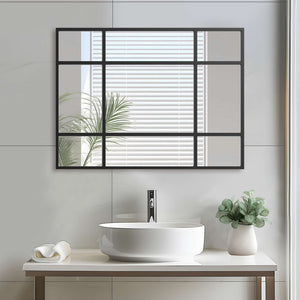 HomeRoots 39" Modern Black Metal Framed Accent Mirror - Stylish Wall Decor for Entryways, Living Rooms & Offices 565098