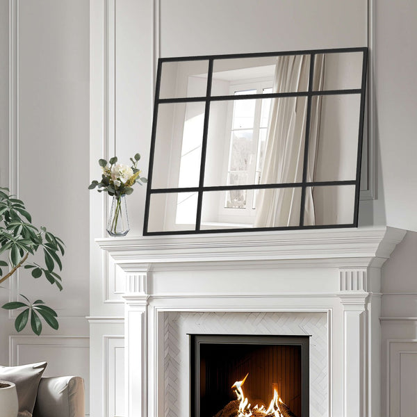 HomeRoots 39" Modern Black Metal Framed Accent Mirror - Stylish Wall Decor for Entryways, Living Rooms & Offices 565098