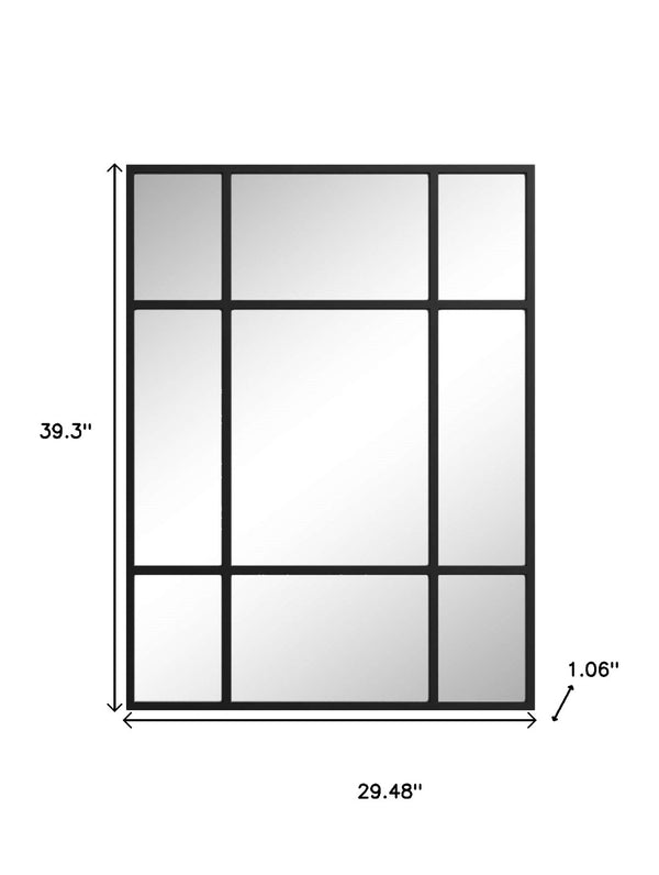 HomeRoots 39" Modern Black Metal Framed Accent Mirror - Stylish Wall Decor for Entryways, Living Rooms & Offices 565098