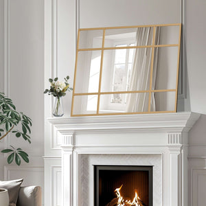 HomeRoots 39" Gold Metal Framed Accent Mirror - Modern Elegance for Entryways, Bedrooms & Bathrooms Decor 565099
