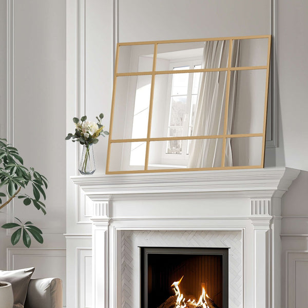 HomeRoots 39" Gold Metal Framed Accent Mirror - Modern Elegance for Entryways, Bedrooms & Bathrooms Decor 565099
