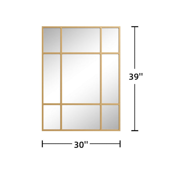 HomeRoots 39" Gold Metal Framed Accent Mirror - Modern Elegance for Entryways, Bedrooms & Bathrooms Decor 565099
