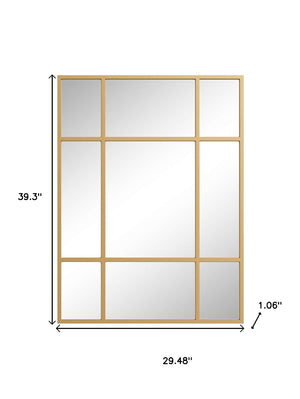 HomeRoots 39" Gold Metal Framed Accent Mirror - Modern Elegance for Entryways, Bedrooms & Bathrooms Decor 565099