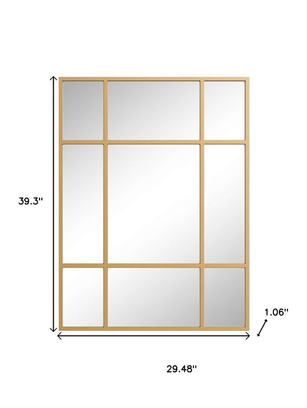 HomeRoots 39" Gold Metal Framed Accent Mirror - Modern Elegance for Entryways, Bedrooms & Bathrooms Decor 565099