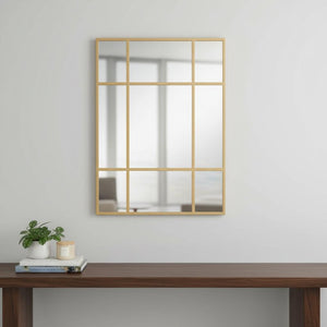 HomeRoots 39" Gold Metal Framed Accent Mirror - Modern Elegance for Entryways, Bedrooms & Bathrooms Decor 565099