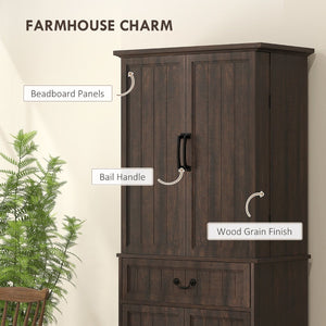 English Elm Nordic Floor to Ceiling Pantry Cabinet with Led Lighting and Six Door Shelves T3971P428147
