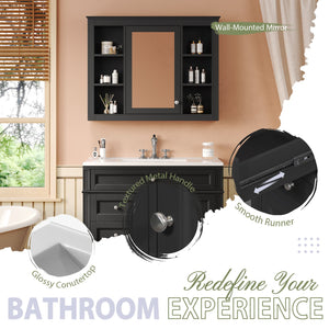 English Elm 36'' Modern Bathroom Vanity With Medicine Cabinet, Soft-Close Doors & Drawers For Stylish Storage SW000134AAB-1
