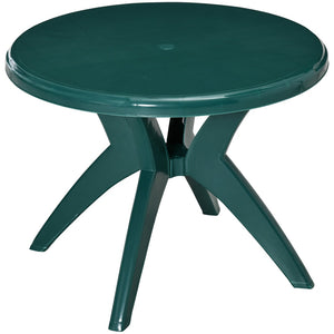 English Elm Outsunny 36.25" Round Green Bistro Table With Umbrella Hole - Ideal For Patios, Gardens & Poolside Fun! W2225P174358-GIGA