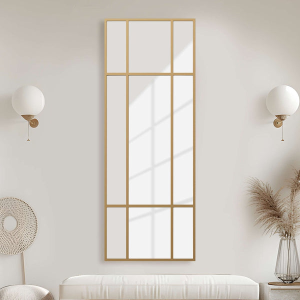 HomeRoots 63" Gold Metal Framed Accent Mirror - Elegant Rectangular Design for Stylish Home Decor & Easy Installation 565100
