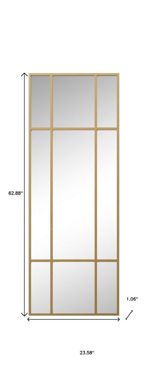 HomeRoots 63" Gold Metal Framed Accent Mirror - Elegant Rectangular Design for Stylish Home Decor & Easy Installation 565100