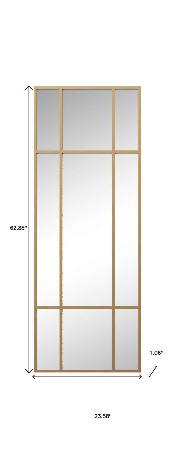 HomeRoots 63" Gold Metal Framed Accent Mirror - Elegant Rectangular Design for Stylish Home Decor & Easy Installation 565100