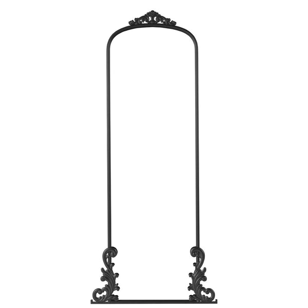 HomeRoots 68" Elegant Arched Black Metal Full-Length Mirror - Premium Glass, Slim Wall-Mounted Design for Any Space 565104