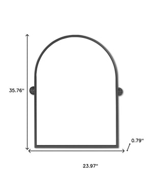 HomeRoots 36" Black Metal Arched Accent Mirror - Modern Minimalist Design for Brightening Your Space Elegantly 565105