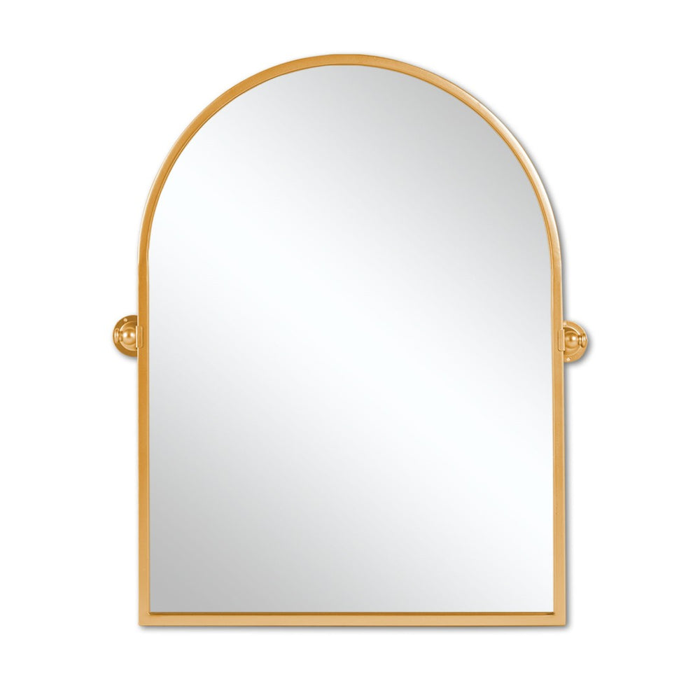 HomeRoots 36" Gold Metal Arch Framed Accent Mirror - Elegant Design for Modern Spaces, Ready to Hang & Reflect! 565106