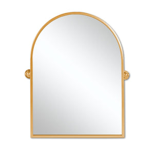 HomeRoots 36" Gold Metal Arch Framed Accent Mirror - Elegant Design for Modern Spaces, Ready to Hang & Reflect! 565106