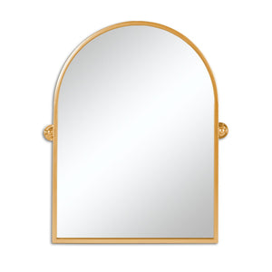 HomeRoots 36" Gold Metal Arch Framed Accent Mirror - Elegant Design for Modern Spaces, Ready to Hang & Reflect! 565106
