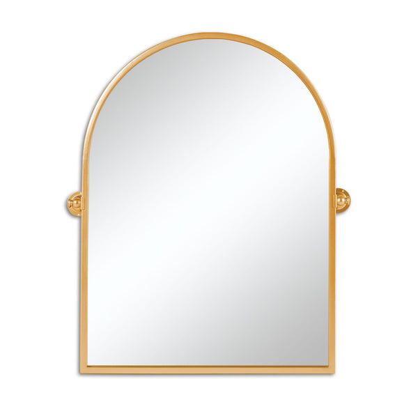 HomeRoots 36" Gold Metal Arch Framed Accent Mirror - Elegant Design for Modern Spaces, Ready to Hang & Reflect! 565106