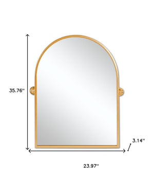 HomeRoots 36" Gold Metal Arch Framed Accent Mirror - Elegant Design for Modern Spaces, Ready to Hang & Reflect! 565106