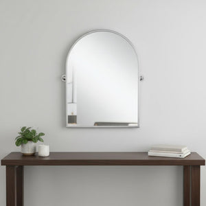 HomeRoots 36" Elegant Silver Metal Arch Accent Mirror - Modern Design, Perfect for Any Room Decor & Style 565107