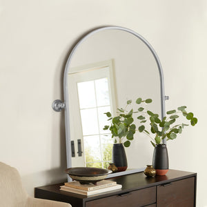HomeRoots 36" Elegant Silver Metal Arch Accent Mirror - Modern Design, Perfect for Any Room Decor & Style 565107