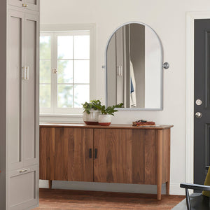 HomeRoots 36" Elegant Silver Metal Arch Accent Mirror - Modern Design, Perfect for Any Room Decor & Style 565107