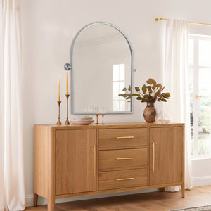 HomeRoots 36" Elegant Silver Metal Arch Accent Mirror - Modern Design, Perfect for Any Room Decor & Style 565107