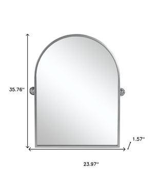 HomeRoots 36" Elegant Silver Metal Arch Accent Mirror - Modern Design, Perfect for Any Room Decor & Style 565107