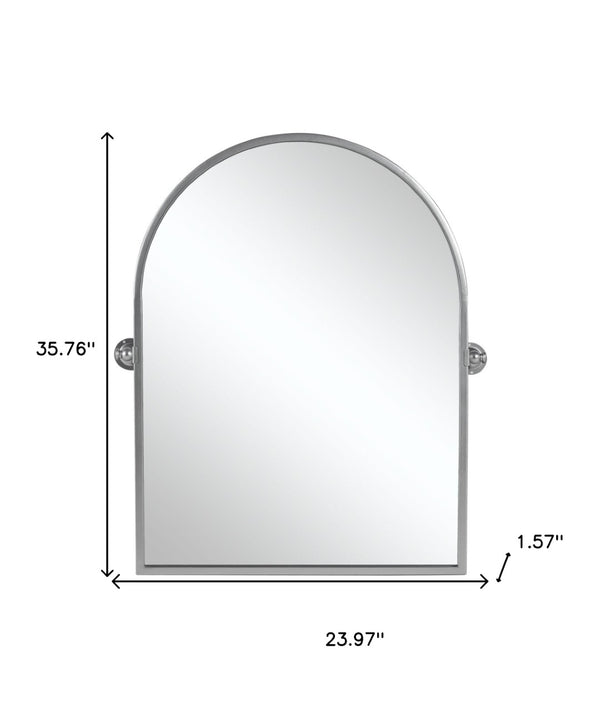 HomeRoots 36" Elegant Silver Metal Arch Accent Mirror - Modern Design, Perfect for Any Room Decor & Style 565107