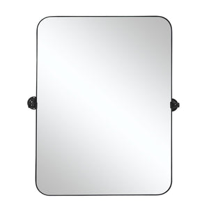 HomeRoots 36" Black Metal Framed Accent Mirror – Sleek, Modern Design to Brighten and Elevate Any Space Effortlessly 565109