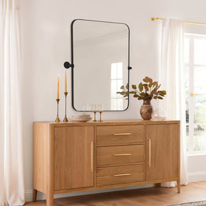 HomeRoots 36" Black Metal Framed Accent Mirror – Sleek, Modern Design to Brighten and Elevate Any Space Effortlessly 565109