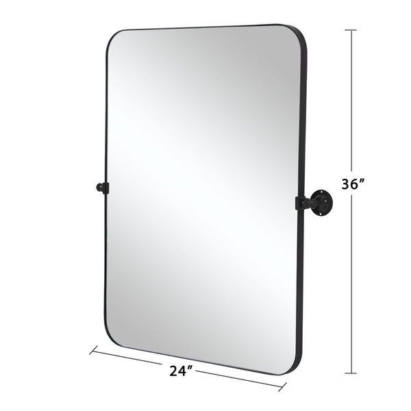 HomeRoots 36" Black Metal Framed Accent Mirror – Sleek, Modern Design to Brighten and Elevate Any Space Effortlessly 565109