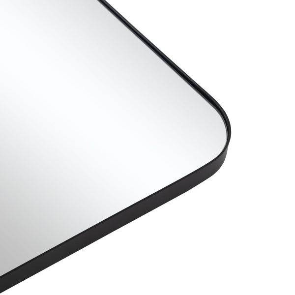 HomeRoots 36" Black Metal Framed Accent Mirror – Sleek, Modern Design to Brighten and Elevate Any Space Effortlessly 565109