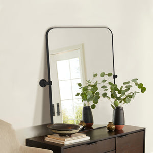 HomeRoots 36" Black Metal Framed Accent Mirror – Sleek, Modern Design to Brighten and Elevate Any Space Effortlessly 565109