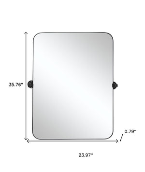 HomeRoots 36" Black Metal Framed Accent Mirror – Sleek, Modern Design to Brighten and Elevate Any Space Effortlessly 565109