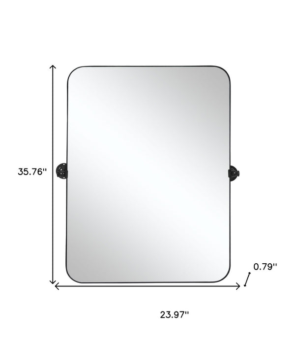 HomeRoots 36" Black Metal Framed Accent Mirror – Sleek, Modern Design to Brighten and Elevate Any Space Effortlessly 565109