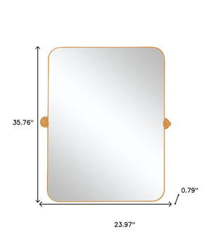 HomeRoots 36" Gold Metal Framed Accent Mirror - Modern Decorative Piece for Home, Entryway, or Bathroom Decor 565110