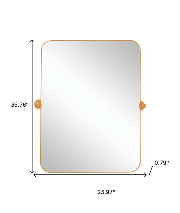 HomeRoots 36" Gold Metal Framed Accent Mirror - Modern Decorative Piece for Home, Entryway, or Bathroom Decor 565110