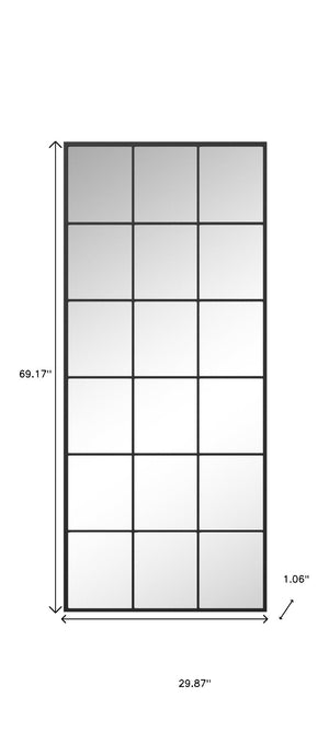 HomeRoots 69" Sleek Black Metal Framed Full-Length Mirror - Modern Design for Stylish Bedrooms & Entryways 565115