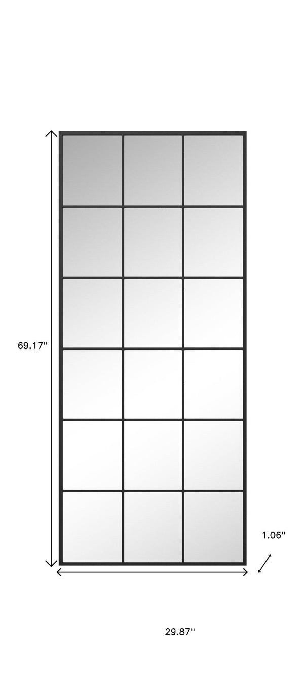 HomeRoots 69" Sleek Black Metal Framed Full-Length Mirror - Modern Design for Stylish Bedrooms & Entryways 565115