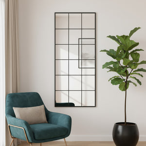 HomeRoots 69" Sleek Black Metal Framed Full-Length Mirror - Modern Design for Stylish Bedrooms & Entryways 565115