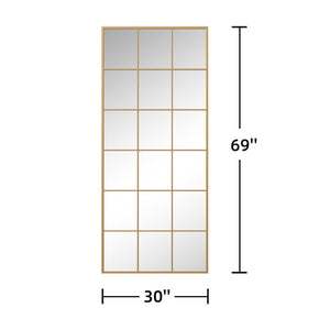 HomeRoots 69" Gold Metal Framed Full-Length Mirror - Elegant Design for Bedrooms, Entryways & Dressing Areas 565116
