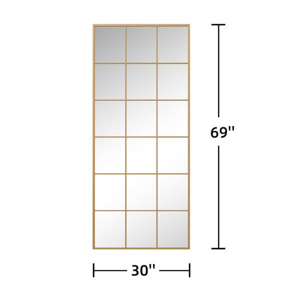 HomeRoots 69" Gold Metal Framed Full-Length Mirror - Elegant Design for Bedrooms, Entryways & Dressing Areas 565116