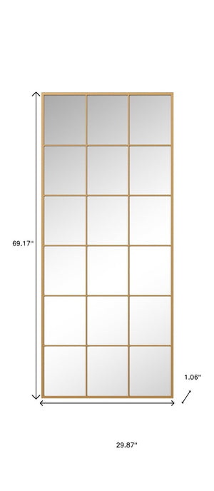 HomeRoots 69" Gold Metal Framed Full-Length Mirror - Elegant Design for Bedrooms, Entryways & Dressing Areas 565116