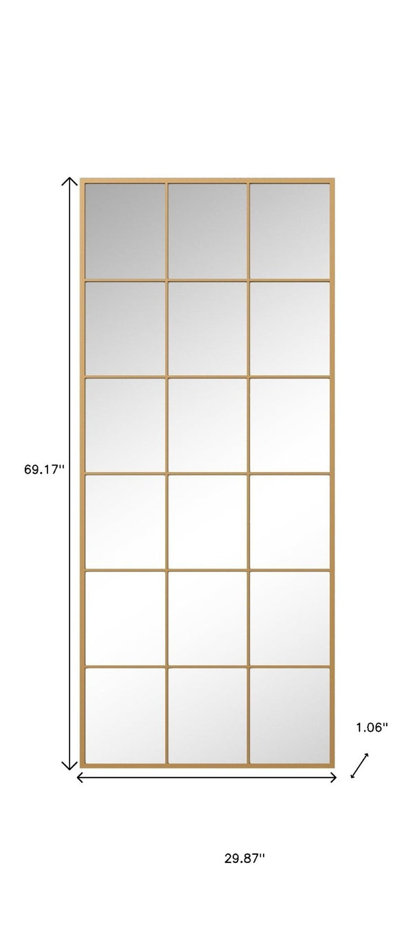HomeRoots 69" Gold Metal Framed Full-Length Mirror - Elegant Design for Bedrooms, Entryways & Dressing Areas 565116