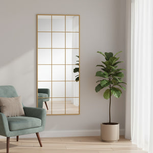 HomeRoots 69" Gold Metal Framed Full-Length Mirror - Elegant Design for Bedrooms, Entryways & Dressing Areas 565116
