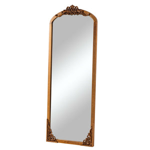 HomeRoots 64" Brown Solid Wood Framed Full Length Mirror - Elegant Wall-Mounted Design for Any Room Decor 565117